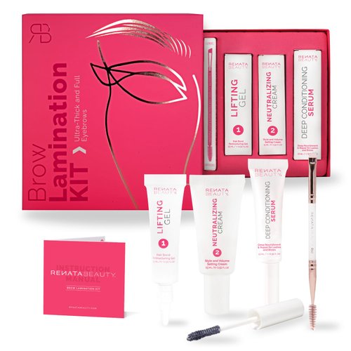 RB RENATA BEAUTY Brow Lamination Kit – 4Pcs Set DIY Eyebrow Lamination Set with Lifting Brow Gel, Perm, Serum and Dual Brow Brush – Brow Kit for Fuller and Longer Brows Up to 4 Weeks
