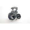 Generic Small mini dark silver blue crystal circles hair claw clip bridal clip