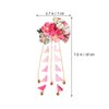 Minkissy Japanese Style Hair Clip Long Tassel Hair Ornament Tie Band Clip Flower Hairpin Womens Girls Hair Decoration for Bridal Wedding Pink