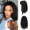 Afro Puff Kinky Curly Ponytail Extension Drawstring Ponytails for Black Women Short Afro Bun Extension Black Fake Ponytail Hairpieces Wave Synthetic Hair Extensions for Women (Black)