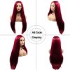 Red Wig for Women Long Burgundy Silky Straight Soft Heat Resistant Lace Front Wigs with Baby Hair Fashion Glueless Natural Hairline Synthetic Hair Wig Halloween Cosplay Costume Wig 24 Inches