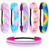 FROG SAC 6 Tie Dye Elastic Headbands for Girls, No Slip Adjustable Rainbow Hair Bands for Kids, Stretch Head Band for Teens, Cute Hair Accessories for Birthday Party Favors