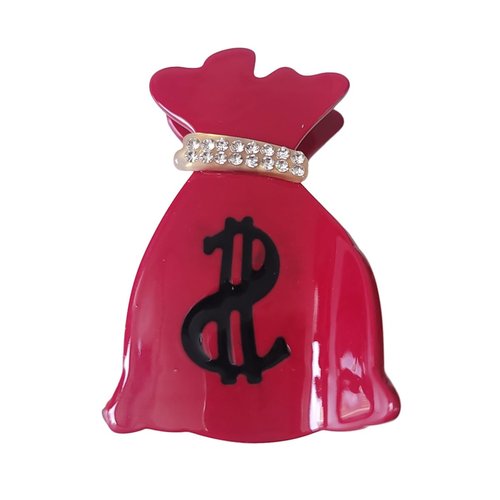 Money Bag Hair Clip,Acetate Claw Clips,Hair Clips for Women,Red