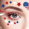 Fourth of July Face Temporary Tattoo,10 Sheets USA Patriotic Tattoos Stickers Red White and Blue Flag Star Design Waterproof Independence Day Temporary for USA Party Favors Decoretions Accessories