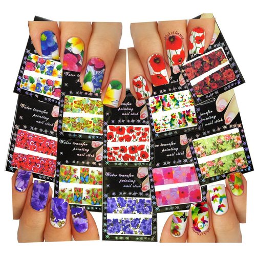 Nail Art Water Slide Tattoo Decals Full-Cover Flowers