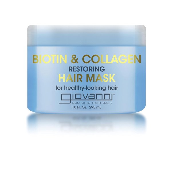 GIOVANNI Biotin & Collagen Hair Mask - Deeply Conditions, Detangles, Helps Rebond Split Ends, For All Hair Types, Moisturizing, Helps Create Shine & Manageability, Cruelty-Free, Salon-Quality - 10 Oz