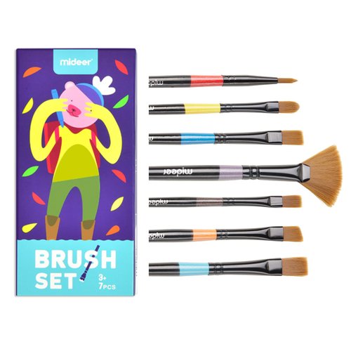 Mideer Paintbrushes Set, 7 Piece Brushes Set for Kids, Aluminum and Polyester Brushes for Canvas, Watercolor, and Paper Painting,Children Painting Brush, Art Brush Set,Easy to Carry Design