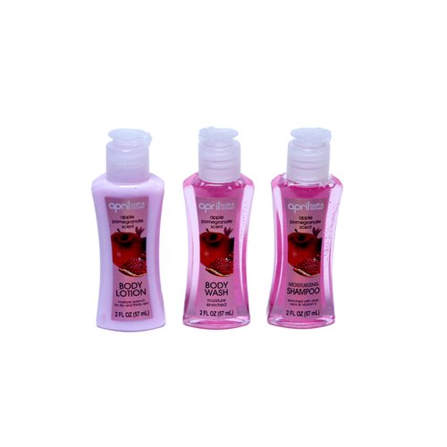 Bath and Shower Apple Pomegranate 3 Piece Travel Size with Travel Pouch