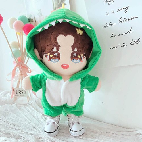 niannyyhouse Dinosaur Suit 20cm(7.8in) Plush Doll Clothes Onesies + Shoe 2-Piece Set Green Pajamas (Green)
