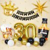 112pcs 30th Birthday Decorations for Him, 30th Birthday Decorations with Number 30 Foil Balloon Fringe Curtains White Black and Gold 30th birthday Balloons for Happy 30th Birthday Decorations