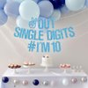 Out Single Digits I'm 10 Banner, Double Digits 10, Happy 10th Birthday Decorations for Boys/Girls, 10th Birthday Party Decorations Supplies, Baby Blue Glitter