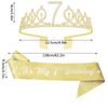 UVATAHONA 7th Birthday Party Set - Glitter Sash, Tiara Crown, and Decorations for Girls, Gold