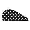 Fiephvsa Unisex White and Black Polka Dot Hair Drying Towels Coral Velvet Head Towel Cap Soft Hair Wrap with Button 1pcs for Home Travel