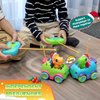Nueplay Remote Control Car for Toddler Age 2 3 4 5, Electric RC Car Toys with Light & Music, Toddler Dinosaur Toys, Dino Figures Truck Race Car Vehicles, Birthday Gift for Boys & Girls, 2 Pack Playset