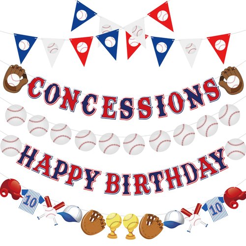 Set of 5 Baseball Birthday Banner Baseball Party Decorations Baseball Theme Birthday Supplies Baseball Pennant Bunting Garlands for Kids Boys Adult Teen