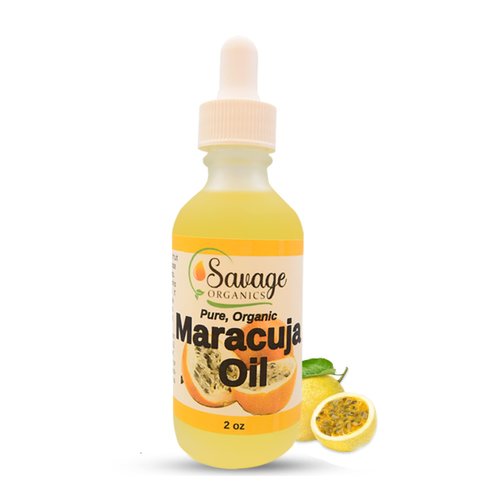 Savage Organics Maracuja Oil Passion Fruit Oil - Pure Organic Maracuya Moisturizer for Face, Skin, Hair & Nails 2 oz Glass Bottle