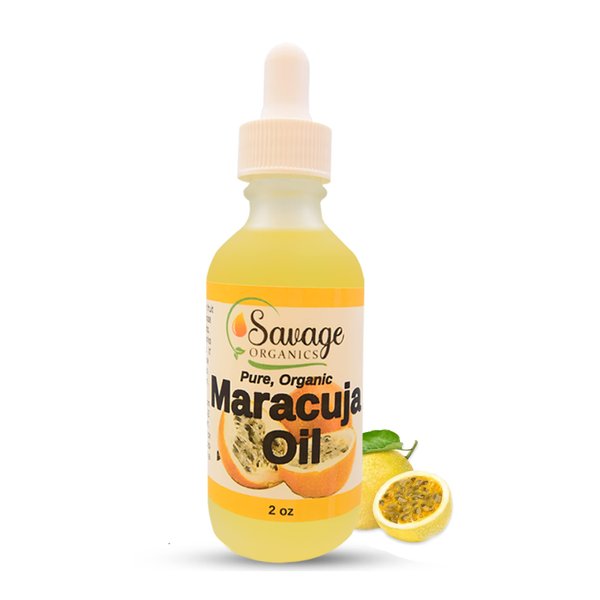 Savage Organics Maracuja Oil Passion Fruit Oil - Pure Organic Maracuya Moisturizer for Face, Skin, Hair & Nails 2 oz Glass Bottle