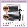 FANDIQ Cluster Lashes Extension Kit,200PCS Individual Eyelash Extension Kit 8-16MIX Fluffy DIY Lash Clusters D Curl Wisper Lashes Kit with Lash Bond and Seal Lash Tweezers for Self Use(30D&40D MIX)