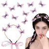 LYDZTION Pearl Butterfly Headband with 10PCS Butterfly Hair Clips for Women Girls,Fairy Headbands Pearl Headband Butterfly Hair Clips Rapunzel Barrettes Hairpin Butterfly Hair Accessories(purple)