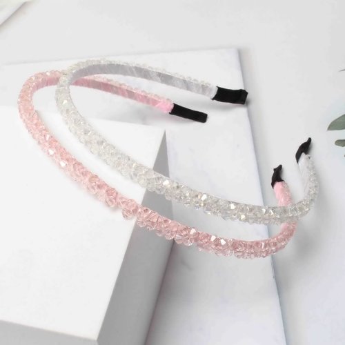 PurYupearl Fashion Super Shiny Women Two Rows Champagne Crystal Beads Headband Girls Headwear Rhinestone Beaded Hair Band Hair Accessories Women's Fashion Headbands Hair Care