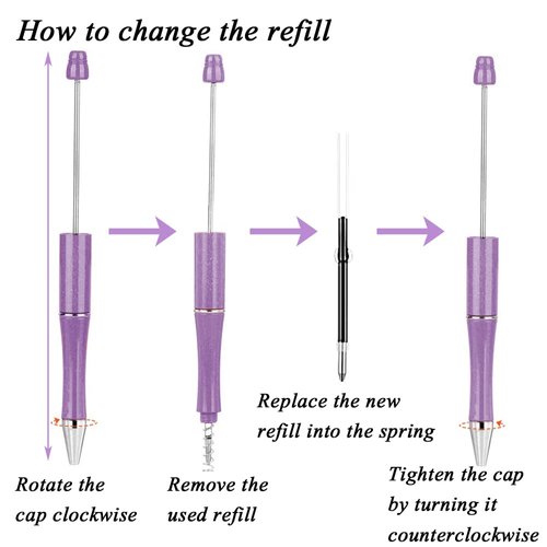 100 pcs Blue Ink Beadable Pens Refills, Replaceable Pens Refills, for Plastic Bead Ballpoint Pen Ink Refills (Blue)