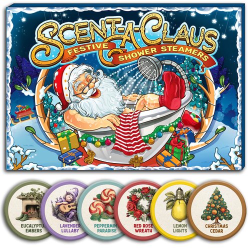 Shower Steamers Christmas Stocking Stuffers for Women - Scent-A-Claus Christmas Gifts Box - Set of 6 Holiday Theme Flavors. Mom Gifts for Her 2023. White Elephant Wife Girlfriend Teen Girls Teenagers