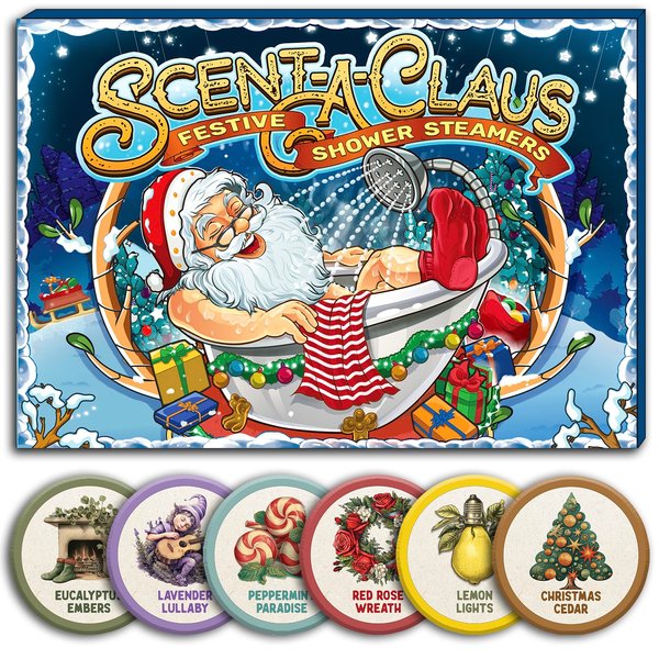Shower Steamers Christmas Stocking Stuffers for Women - Scent-A-Claus Christmas Gifts Box - Set of 6 Holiday Theme Flavors. Mom Gifts for Her 2023. White Elephant Wife Girlfriend Teen Girls Teenagers