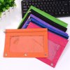 Zippered Binder Fabric Pencil Pouch 3 Rings with Clear Window for School Classroom Organizers 8 Pack (Multicolor)