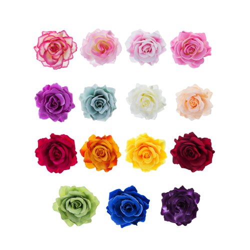 15 Pieces Flower Hair Clip for Women Rose Floral Pins Accessories for Wedding(Fresh Colors)
