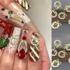 15Pcs Christmas Nail Charms for Nails Art Bling Xmas Trees Nail Rhinestones Luxury Metal Gift Bell Apple Nail Art Charms Design 3D Alloy Nail Jewelry Silver Green Red Nail Gems for Women Winter DIY