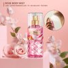 Bodybeau Bath and Body Gift Set for Women & Girls, Rose 3PCS Set for - Shower Gel, Body Lotion, Body Mist, Personal Portable Body Care Travel Set for Birthday Christmas New Year Gifts for Her
