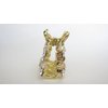 Small gold bead and crystal bow gold metal hair claw clip bridal clip
