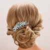 Aimimier Vintage Flower Rhinestone Hair Side Combs Elegant Long Teeth Hair Pins Wedding Bridal Hair Accessories Prom Party Hair Jewelry for Women and Girls(Blue)