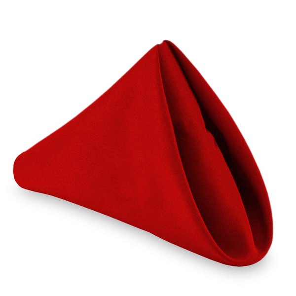 Lann's Linens - 1 Dozen 20" Oversized Cloth Dinner Table Napkins - Machine Washable Restaurant/Wedding/Hotel Quality Polyester Fabric - Red
