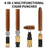 Cigar Punch Multitool Tool 4-in-1 Double Punch and Twin Cigar Draw Enhancer Tool Needle with Gift Box(Black+Gold))