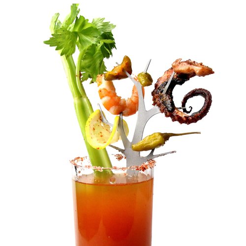 RigidOrange Bloody Mary Skewers, 2-Pack Reusable Cocktail Picks Food Grade Stainless Steel Brunch Stab Fruit, Olive, Appetizer, Garnish, Sandwich, Hors D'oeuvres, Martini Party
