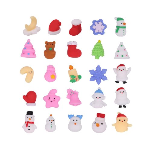 Kawaii Extrusion Toys Children's Party Gifts with Glutinous Rice Soft Toys Soft Novelty Mini Stress Relief Toys Class Prizes Birthday Gifts Gift Bag Fillers (25 Multi-Color Christmas)