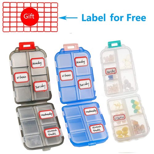 YEEHO Pill Case (3 Pack) - Portable Small Supplements Tablet Container Box with 10 Compartments - Medicine Capsule Vitamin Fold Flip Organizer Dispenser Holder Storage for Travel Trip Pocket Purse