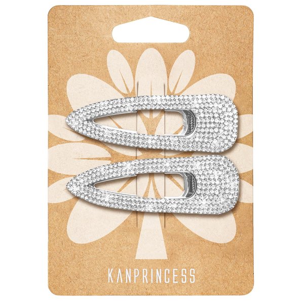 KANPRINCESS 2PCS 2.4Inch Rhinestones Hair Clips,Silver Hair Clips Barrettes, Rhinestones Hair Accessories for Women Girls Bridal,Wedding,Party,Prom(Silver)