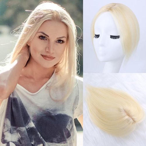 Yargel Hair French Bangs 100% Human Hair Clip in Bangs Platinum Blonde Hair Bangs Top Hair Extensions Fake Bnags for Women Girls Hairpieces for Thinning Hair/Hair Loss 10 Inch (Platinum Blonde)