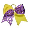 NEW "GOLD CHEETAH Purple & Yellow" Tick Tock Cheer Bow Pony Tail 7 Inch Girls Cheerleading Dance Practice Football Games Competition Grosgrain Ribbon