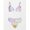 CUPSHE Women Swimsuit Bikini Set Two Piece High Waisted Drawstring Floral Bathing Suit with Underwire, M Lavender