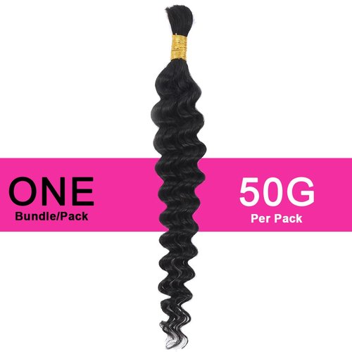 Afrodiva 18 Inch Deep Wave Bulk Human Hair for Braiding No Weft 100% Unprocessed Brazilian Wet and Wavy Curly Braiding Human Hair Extensions Micro Human Braiding Hair for Boho Braids 1 Bundle 50g
