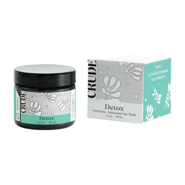CRUDE Detox - Purifying & Balancing Clay Mask, Microbiome-Friendly, Soap-Free, Anti-Inflammatory Skincare for Acne & Breakouts - for Skin Polish, Dead Skin Removal & Skin Texture - 1 oz.