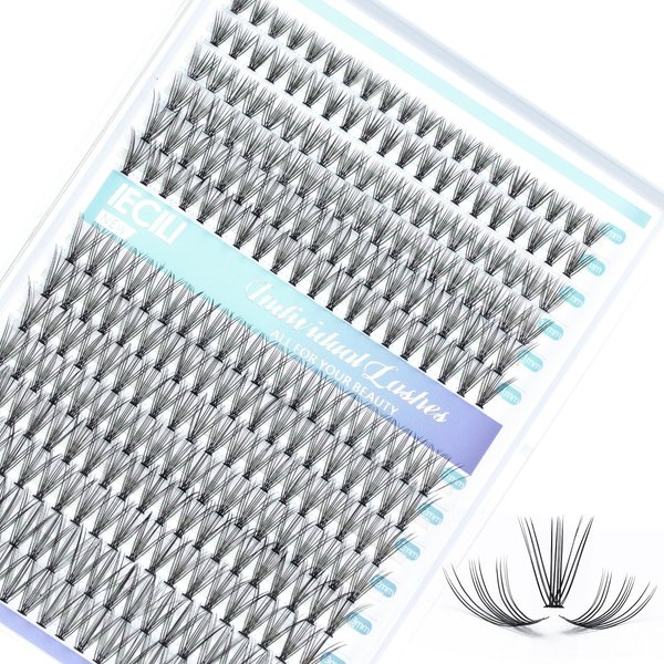 IECILI Lash Clusters Individual Lashes - 280pcs 20D Cluster lashes for DIY Lash Extensions -Super Thin & Soft Eyelashes 8-14mm C Curl Cluster Eyelash Extensions for Natural Wispy Look