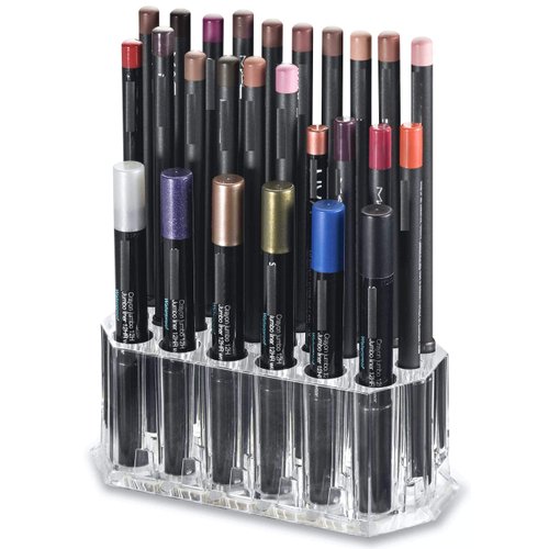 BY ALEGORY Acrylic Eyeliner Organizer & Lip Liner Organizer 26 Space Storage 20 Standard 6 Jumbo Cosmetic Pencil Makeup Display Case Refillable Container