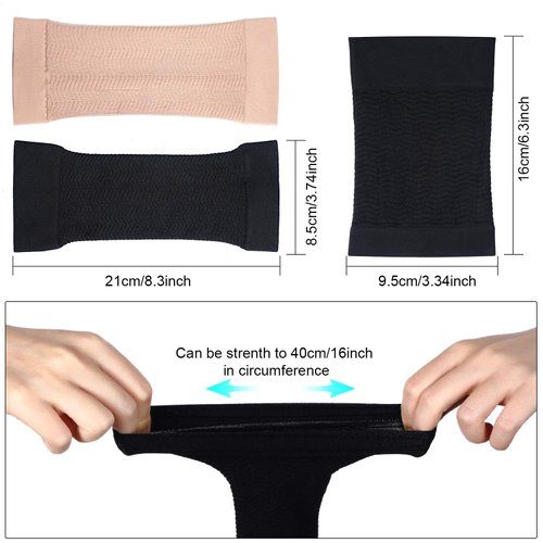 2 Pair Arm Sleeves for Plus Size Women, Slim Upper Arm Compression Shapers Wraps, 1 Pair Calf Compression Sleeves Included