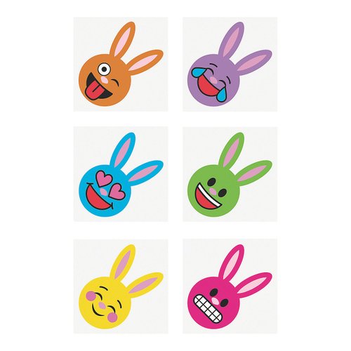 Easter Emoji Temporary Tattoos for Kids - Bulk set of 72 - Easter Egg Filler and Basket Toys
