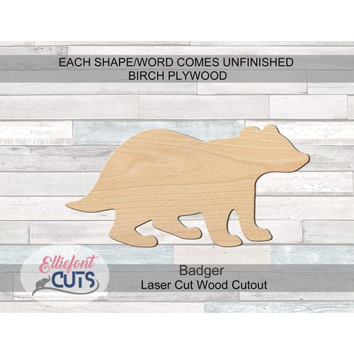 Badger Wood Cutouts for crafts, Laser Cut Wood Shapes 5mm thick Baltic Birch Wood, Multiple Sizes Available
