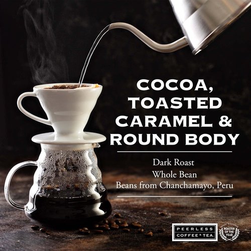 Peerless Organic Dark Roast Whole Bean Coffee (2 lb.) — Direct Trade Organic French Roast, Made from 100% Arabica Beans from Peru